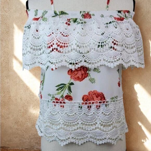 Floral Lace Off-Shoulder Boho Top – Romantic & Chic - Picture 4 of 4